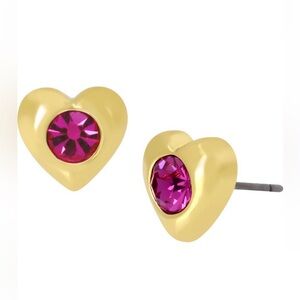 New KURT GEIGER Ruby color gem heart stud earrings